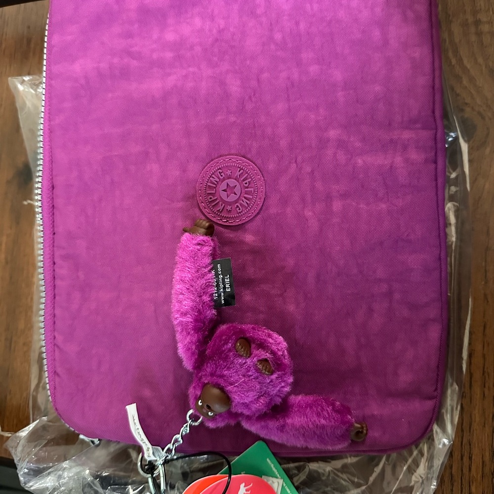 Kipling Purple Tablet Sleeve with Monkey Keychain